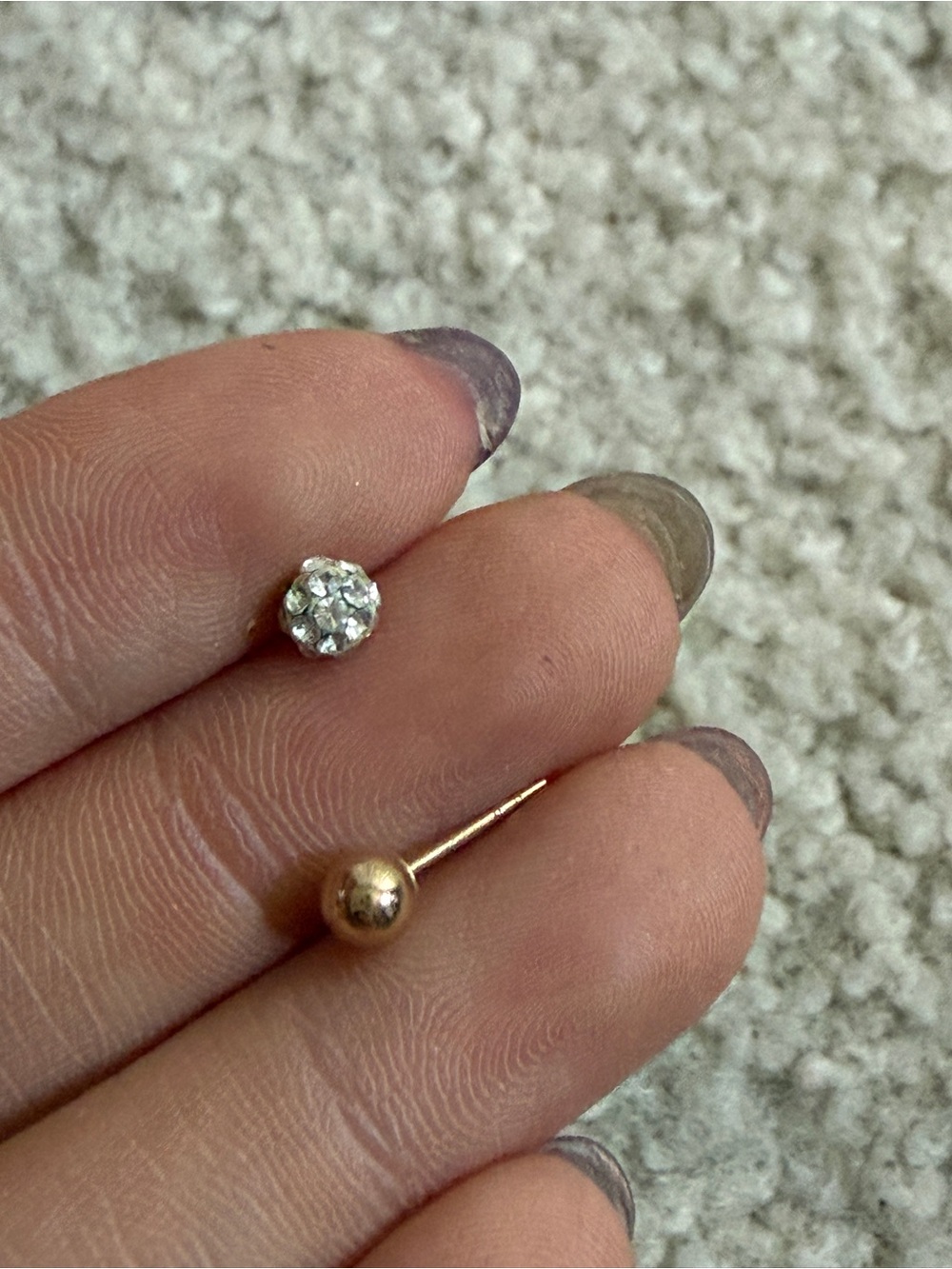 14K Gold Ball and diamond Stud Earring Set